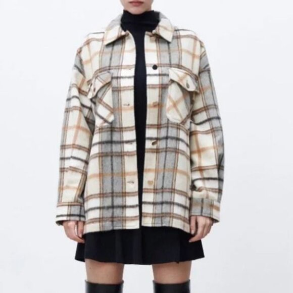 Zara Jackets & Blazers - Zara | Plaid Overshirt Shacket Jacket Barn Chore Coat Oversized Boxy Tartan XS